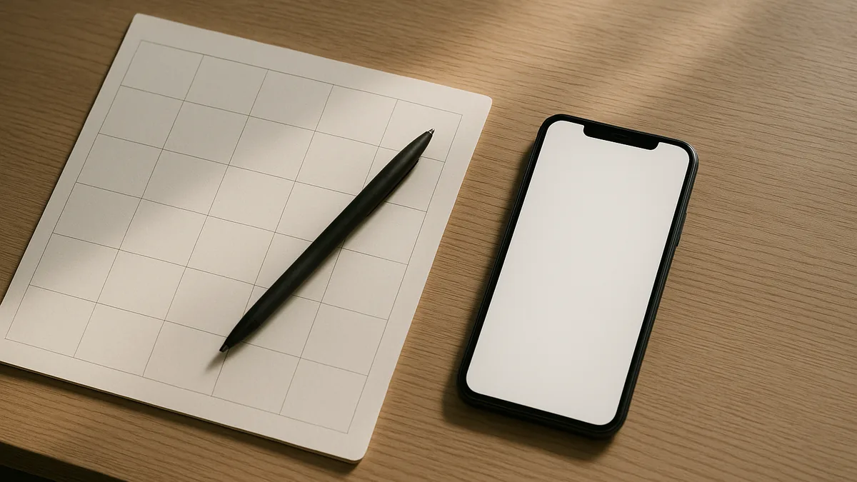 Calendrier mural posé sur un bureau avec un smartphone et un stylo