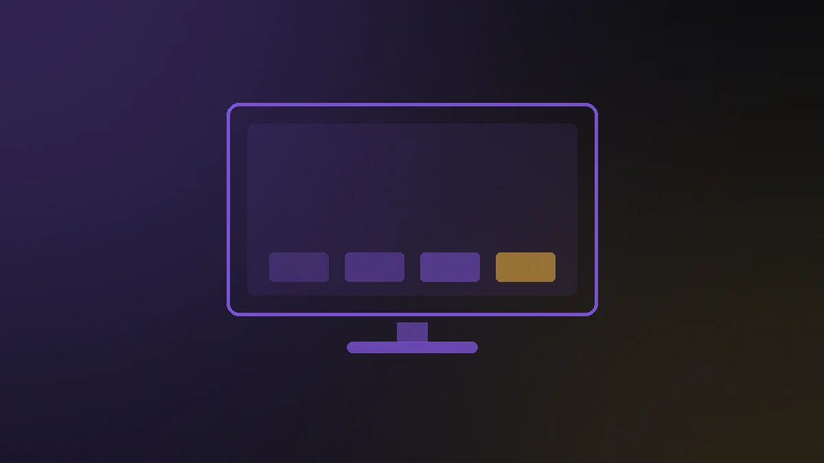 Illustration d'un téléviseur sur pied, une tuile ambrée mise en avant dans sa rangée d'applications